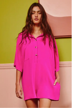 Load image into Gallery viewer, Airflow Collared Oversize Romper-Fuchsia