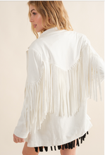 Load image into Gallery viewer, WHITE SUEDE  FRINGE JACKET