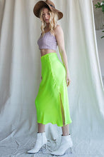Load image into Gallery viewer, Lime Green Satin Skirt
