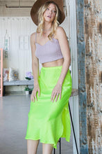 Load image into Gallery viewer, Lime Green Satin Skirt