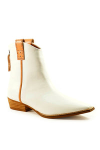 White leather western booties