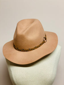 Tan Hat With Braided Strap