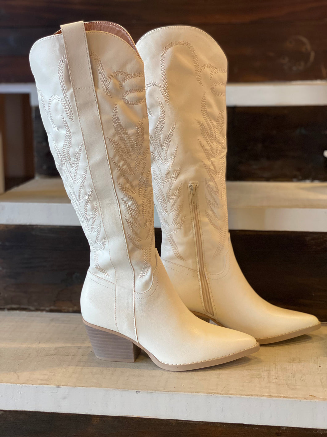 Off- White Tall Cowboy Boots