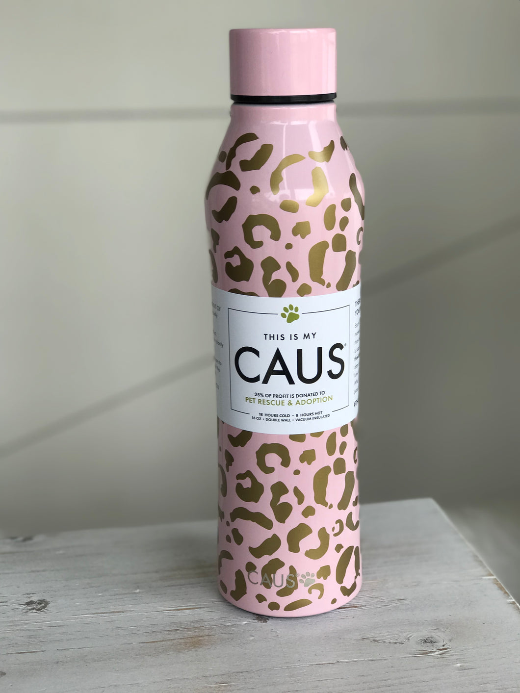 Pink Cheetah Caus Water Bottle