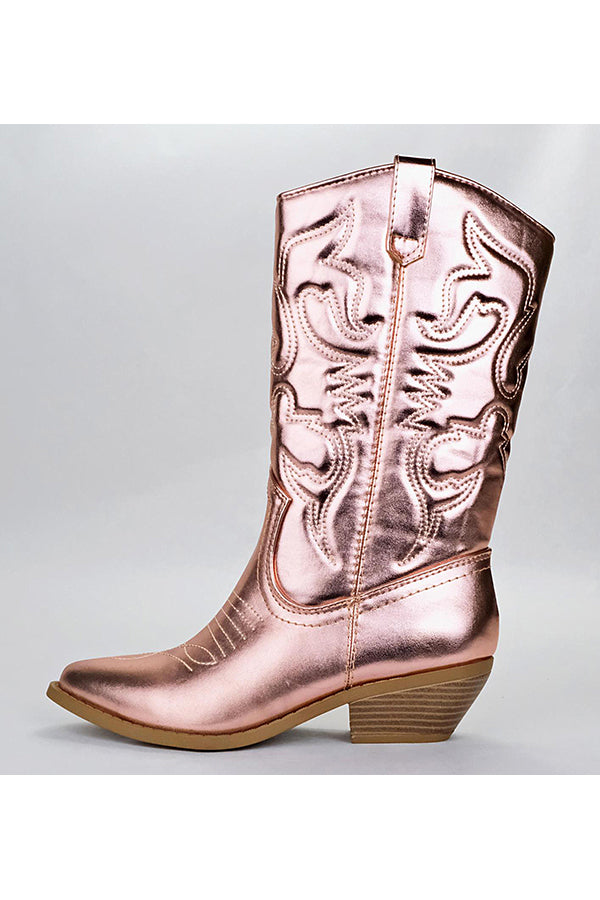 Pink Metallic Cowboy Boots