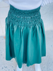Hunter Green Leather Skirt